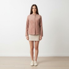 MARC CAIN Faux Leather Jacket Applications brown Size L