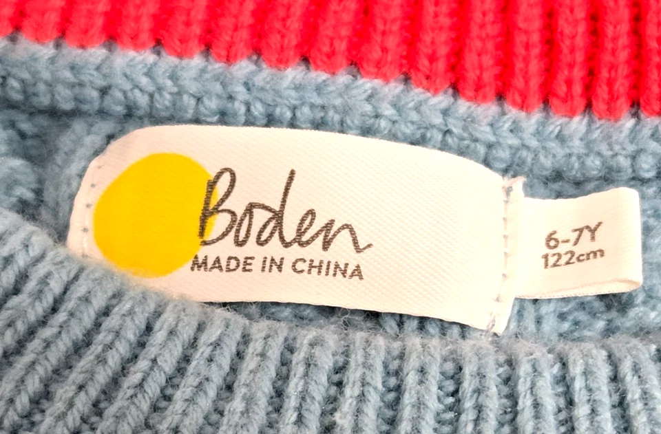 Boden Embroidered Sweater Girls 6-7Y Floral Cable Knit Crew Neck Wool Blend - Image 3 of 4