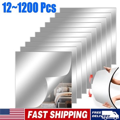 Self Adhesive Mirror Reflective Wall Sticker Film Paper Home Kitchen Decor Lot
