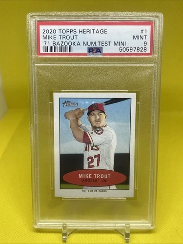 2020 Topps Heritage #1 Mike Trout 1971 Bazooka Mini Insert Angels PSA 9 Mint