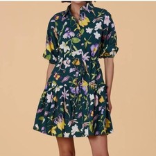 NWT Olivia by LIVRO Brynn Dress Dark Green Floral Cotton Mini Dress size Large