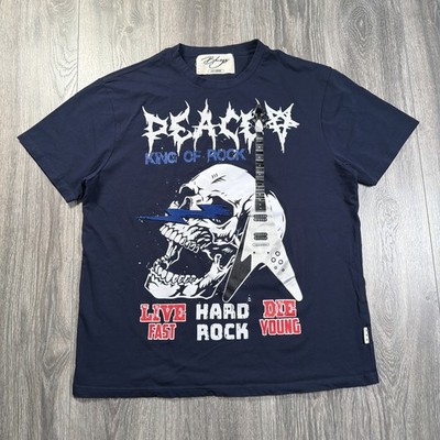 BKYS Embroidered King Of Rock Skull California T-Shirt Men size 2XL Navy Blue