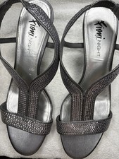 Fioni Night Silver Glitter Strappy Stiletto Sandals Synthetic Women's Size 8