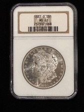 1881-O Morgan Dollar NGC MS-63 Old Holder Cartwheel Luster