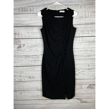 Calvin Klein Little Black Cocktail Dress 2 Ruffle Shift Formal Classic Feminine 