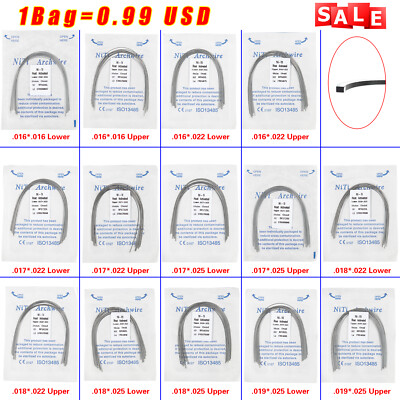 10-Pack Dental Orthodontic Arch Wires – Rectangular Niti/Steel/Thermal Activated