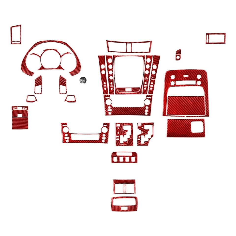 Kits de 29 piezas de molduras interiores completas de fibra de carbono roja para Lexus GS GS300/350/430/450h Foto 2 de 4