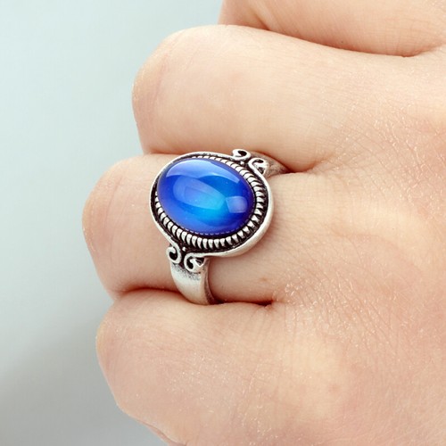 Fashion Emotion Feeling Color Change Mood Ring Female Party Silver Wedding Ring - Picture 3 of 12