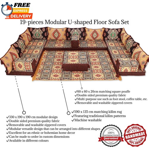 Arabic Living Room Sofa Set, U Shaped Floor Seating, Arabic Majlis Sofa, Jalsa - Picture 23 of 31