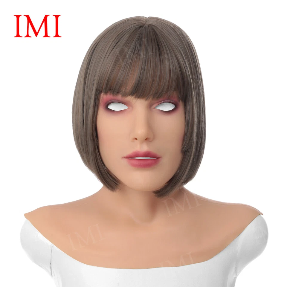 Silikon Crossdresser Maske Weibliche Kopfmaske mit Makeup Gesicht für Cosplay - Bild 2 von 4