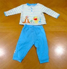 DISNEY BABY WINNIE THE POOH  TIGGER 2 PC BLUE  YELLOW PAJAMAS SIZE 6-9 MONTHS