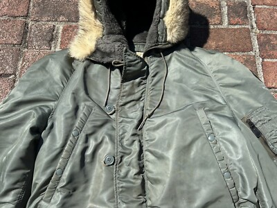 Vintage 1950s US Air Force N3B Parka Coat Sz Large Flying Jacket