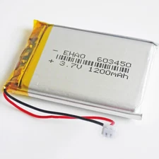 3.7v 1200mAh 603450 Lipo Li Polymer Rechargeable Battery + JST 2pin 1.25mm Plug