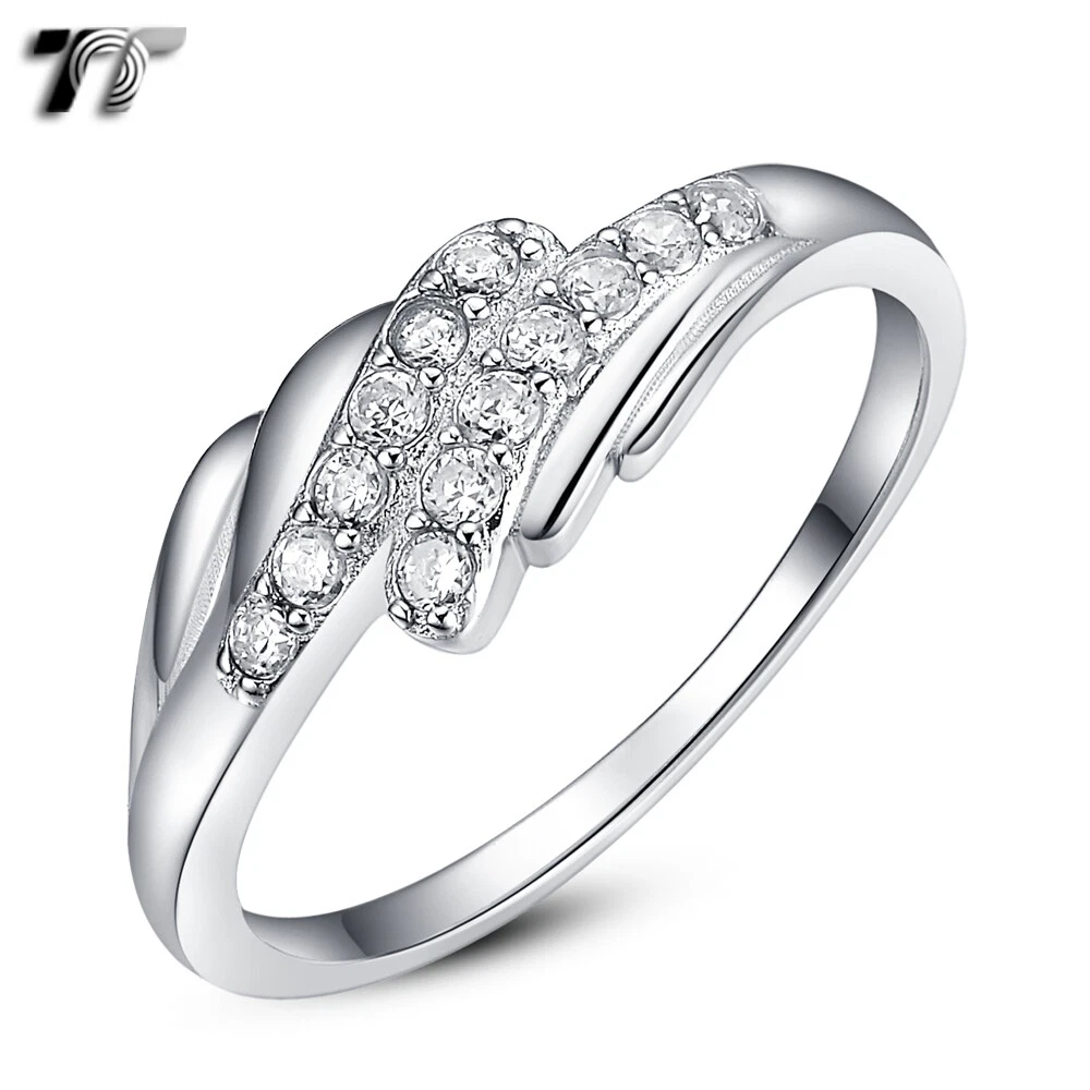 Solid rhodium wedding band deals