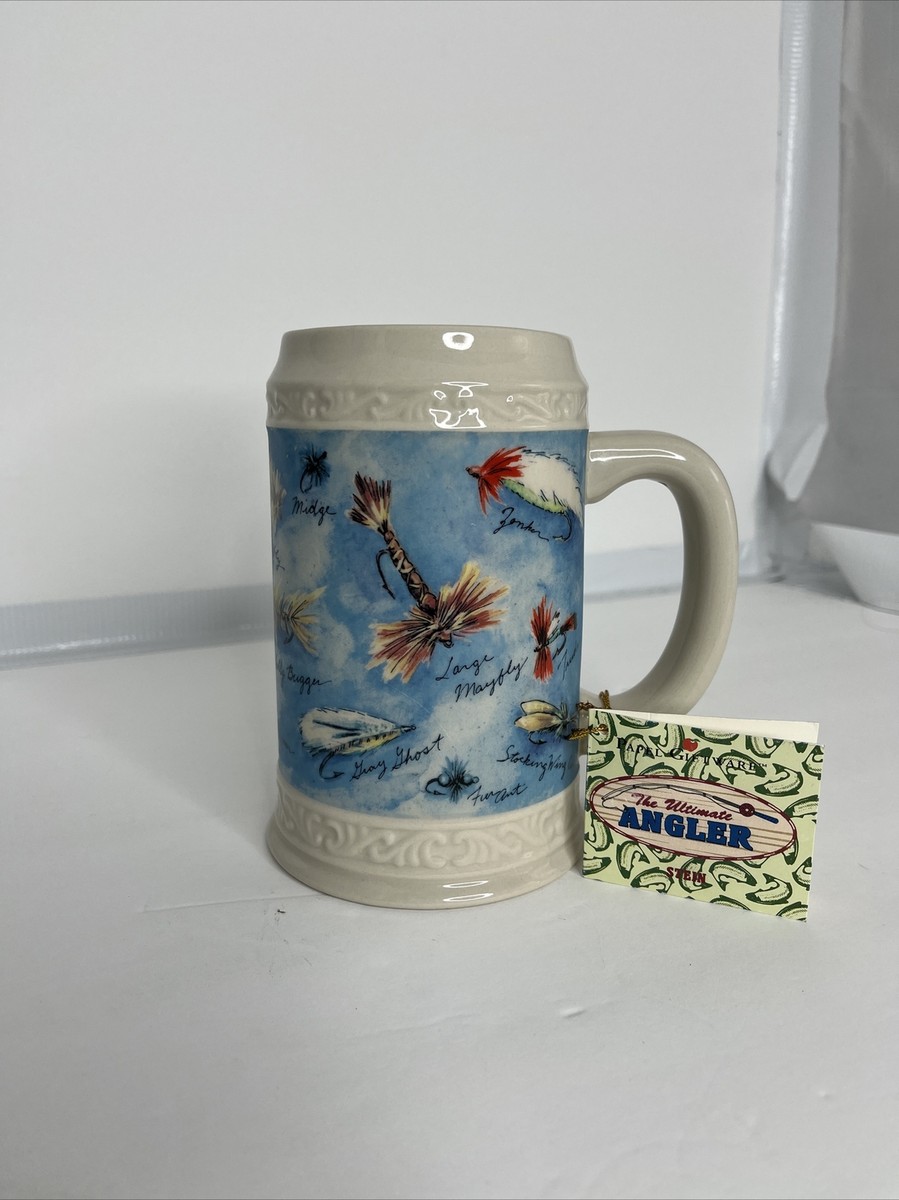 Vintage Papel Giftware Ultimate Angler Fly Fishing Lure Stein Mug 22 ounce  Dad. | eBay