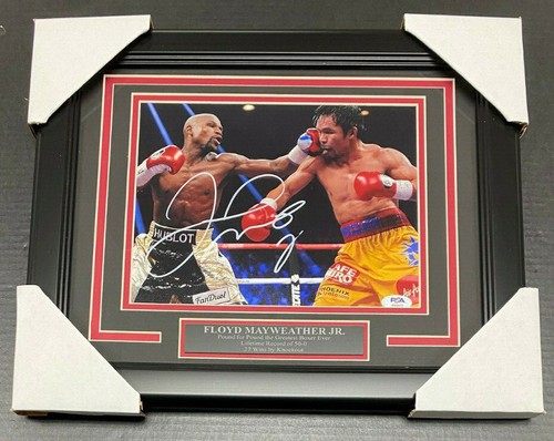 FLOYD MAYWEATHER JR. AUTOGRAPHED 8X10 PHOTO VS MANNY PACQUIAO FRAMED PSA COA