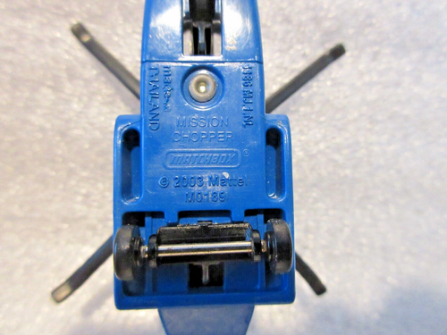 2011 MATCHBOX MISSION CHOPPER HELICOPTER #64 SILVER / BLUE / YELLOW - Picture 5 of 5