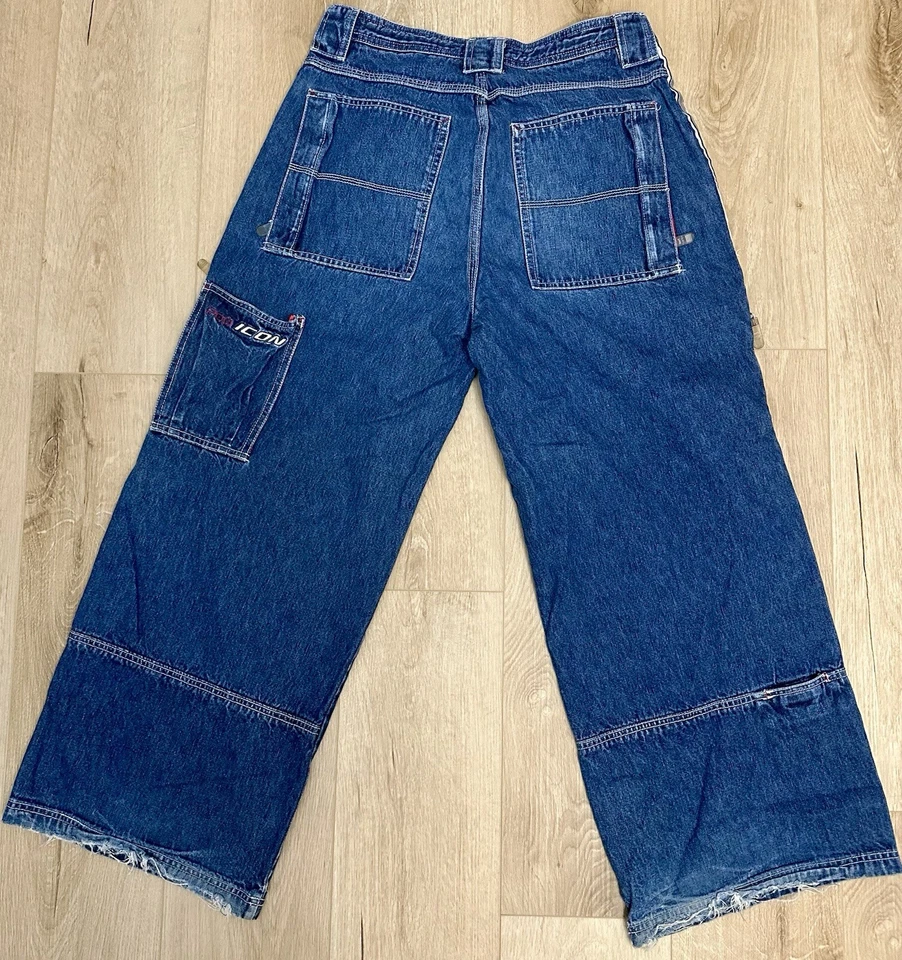 Pantalones de mezclilla holgados vintage Pop Icon alternativos juveniles talla M Y2K grunge pierna ancha Foto 4 de 4