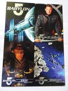 Babylon 5 - Fleer Ultra Trading Card - 4 Card Uncut Promo Sheet 1995 Silver Foil