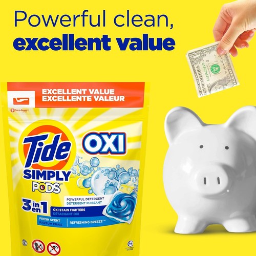 Tide Simply Pods +oxi Liquid Laundry Detergent Soap Pods 55 Count, 30 ounces - 第 7/8 張圖片