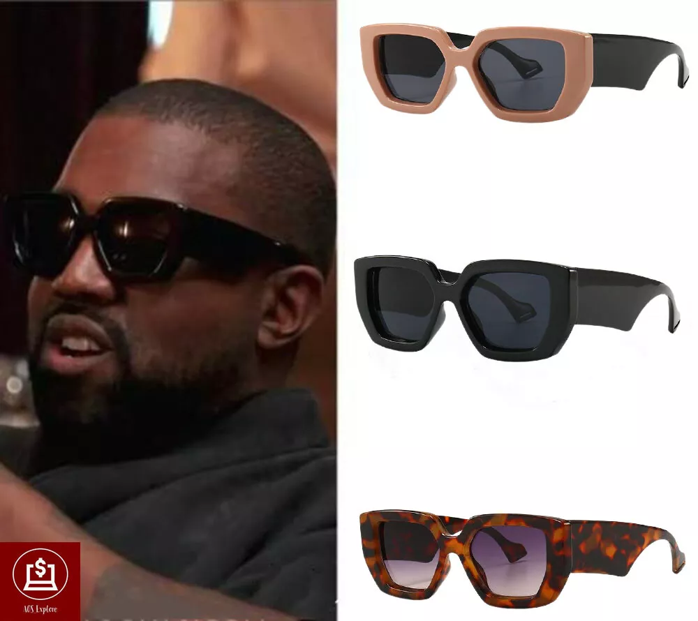 KANYE WEST Vintage Square Chunky Oversized Sunglass Retro Thick Frame  Sunglass