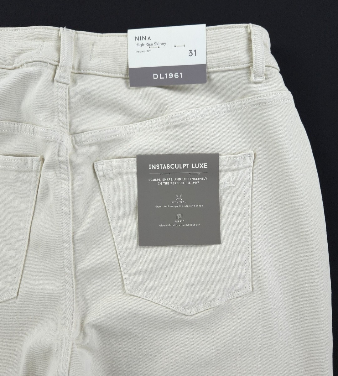 DL1961 Women's Nina High-Rise Instasculpt Skinny Jeans - White 'Milk' Wash - Stretchy & Shaping Fit - View #6