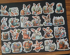 EASTER STICKERS /VINYL DECALS 24 PCS. BUNNY EASTER EGGS