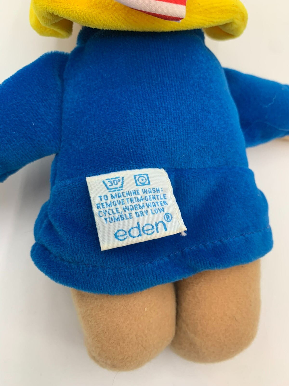 PONY Peluche Eden Orso Paddington Sonaglio Culla Giallo Cappello Giacca Blu 8” Lovey Toy