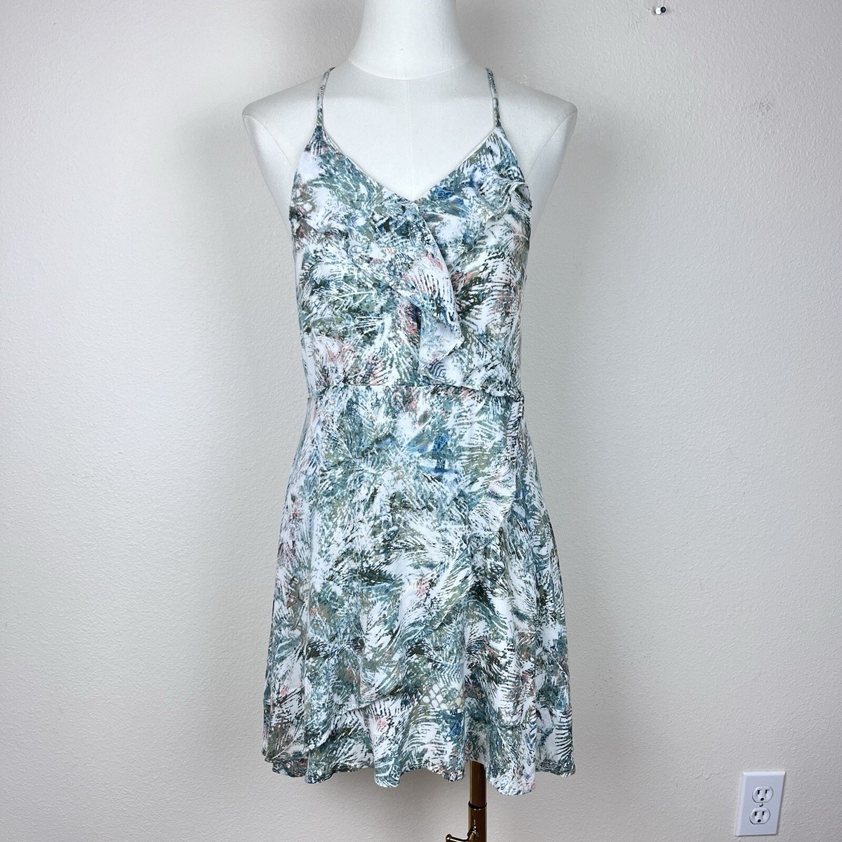 Paper Crane Dress Womens Small Mini Ruffle Lace Up Corset Back Party  Sundress