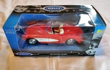 Welly 1957 Chevrolet Chevy Corvette Red Convertible 1:24 Diecast Metal Car New
