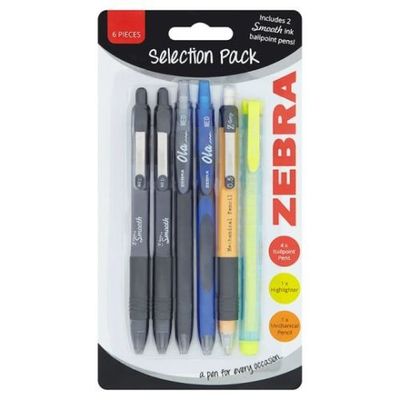 3 x Zebra 6 Stück Stift Set Auswahlpaket Kugelschreiber Textmarker Druckbleistift