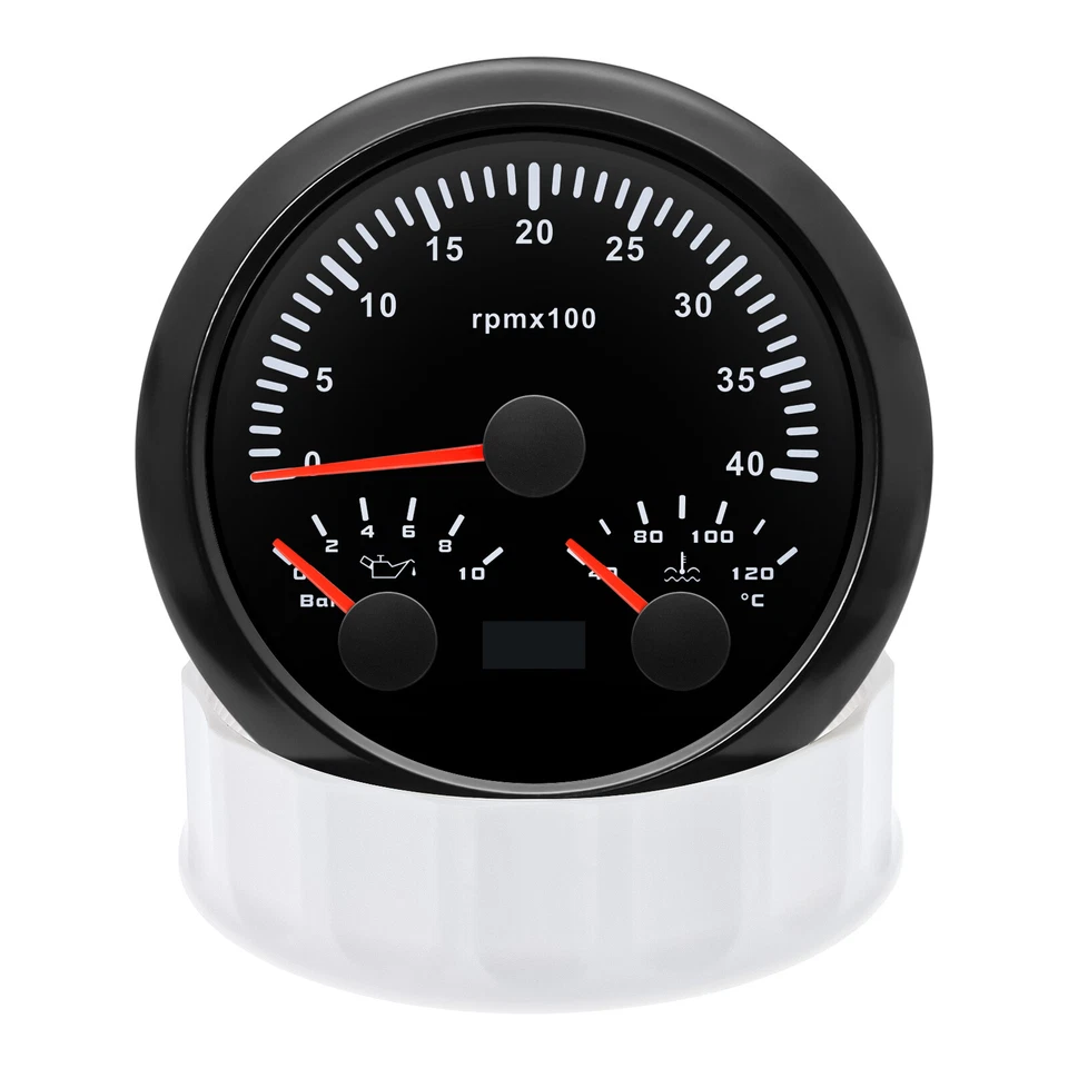 85mm Tachometer 0-4000RPM with Water Temp 40-120℃ Oil Pressure 0-10 Bar for Boat - Image 4 of 4