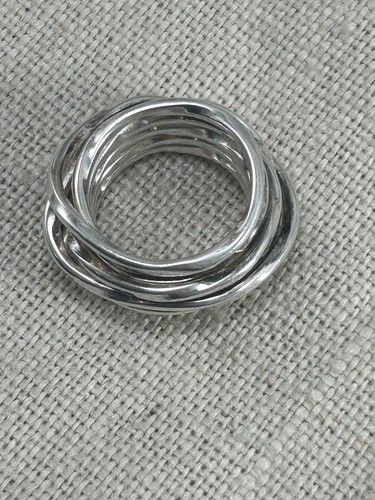 VINTAGE 1990s silver wide multi band ring size O 925 - Picture 21 of 22