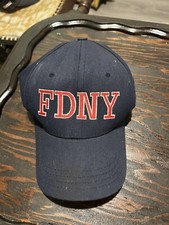 FDNY Cap Mens Strap Back Keep Back 200 Feet NY Fire Dept Blue VTG Made in USA