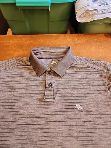 Tommy Bahama Men's SMALL S/S Gray/Coal Stripe Casual Polo Shirt EUC. GB24 - Picture 5 of 9