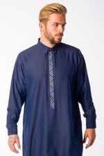 LAWUNG Adult Men's Thobe Modern Design Blue Arabian Jubbah LW23008