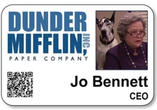 JO BENNETT ON THE OFFICE NAME BADGE PROP HALLOWEEN COSPLAY MAGNET BACK
