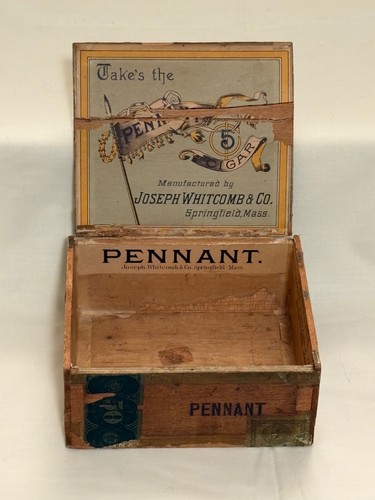 1907 Antique Cigar Box Takes the Pennant Joseph Whitcomb & Co Springfield Mass