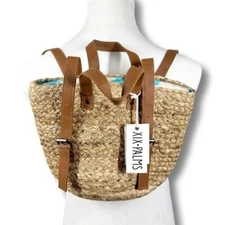 XIX Palms Backpack Woven Hemp Beach Bag Insulated Travel Cooler  purse