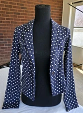 Xhilaration open blazer, size S, long sleeves. Navy blue with white polka dots