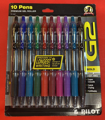 NEW Pilot G2 Premium Retractable Gel Ink Rolling Ball Pens, Bold Point, 10 Count