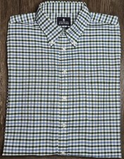 Mens Stafford Wrinkle Free Oxford Long Sleeve Plaid Button Up Shirt 17 36-37