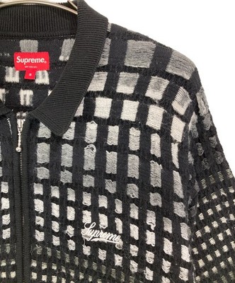 SUPREME Gradient Grid Zip Up Polo Size: S Black Men | eBay