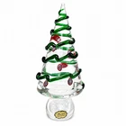 Murano Glass Christmas Tree Millefiori Italian Art Glass Green Ribbon Vintage 8"