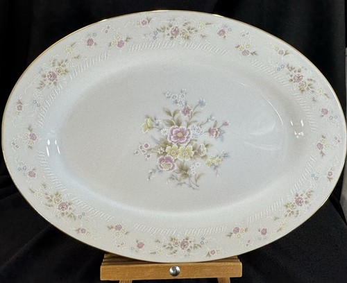 Elegante piatto carne porcellana mezzaluna fine Cina Jie Pai 14” x 10 3/4”