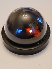 Fake Security Camera Round Bulb Dome w Red Blinking Light, 3.7" Battery Powered