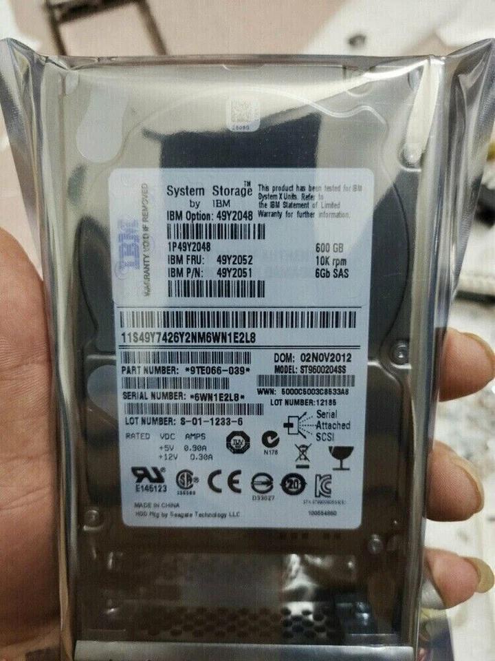 IBM 49Y2048 49Y2051 600GB 49Y2052 2.5" 10K SAS 6Gb/s Hot Swap HDD Hard Disk New - Image 3 of 4