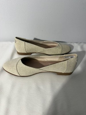 Toms Jutti Neat Slip-On Ballet Flat Dark Natural Metallic Linen Size Women's 6