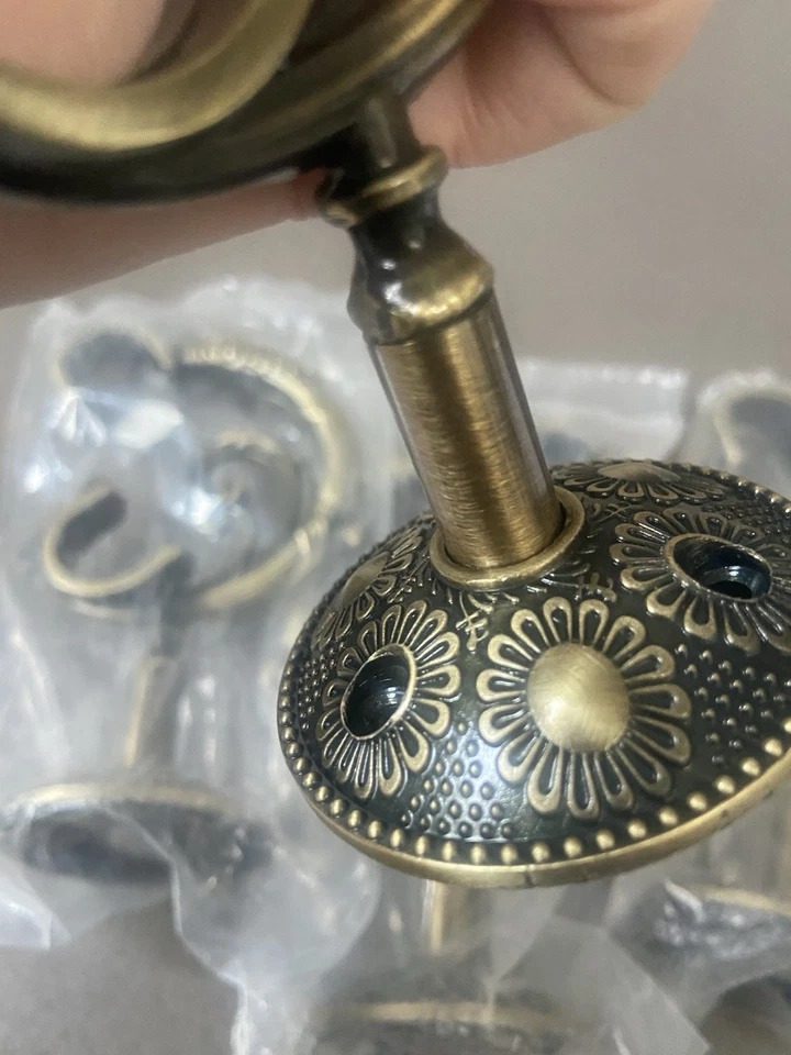 4 Vintage Ornate Brushed Nickel Gold Color Rod Brackets Metal- 2 Sets Hardware - Image 4 of 4