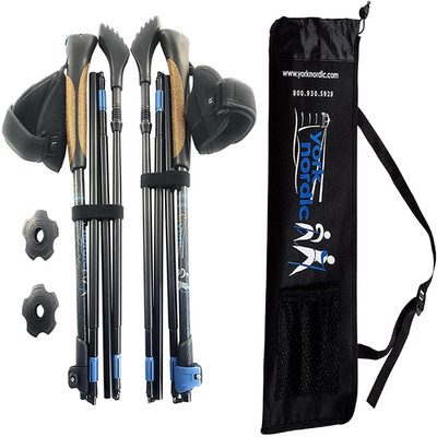 York Nordic Ultralight Folding Walking Poles - Travel Ready - Rubber Feet